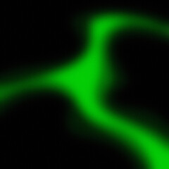 An abstract image featuring a vibrant green, blurred, flowing shape against a solid black background.