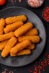 Mozzarella cheese sticks, crispy nutritious fast food. Cheese sticks as food background