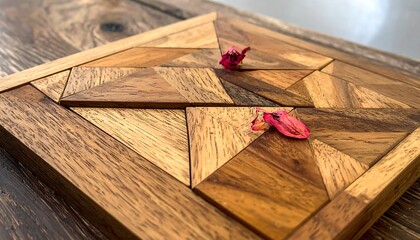 Wooden puzzle with intricate geometric design