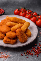 Chicken nugget with sauce, crispy nutritious fast food. Chicken nugget