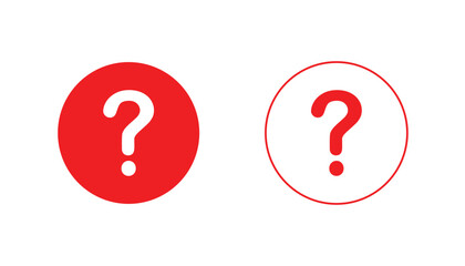 Two Red Question Mark Icons Solid and Outline on Transparent Background
