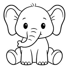 Obraz premium Adorable baby elephant sits happily, perfect for children's books and nursery decor