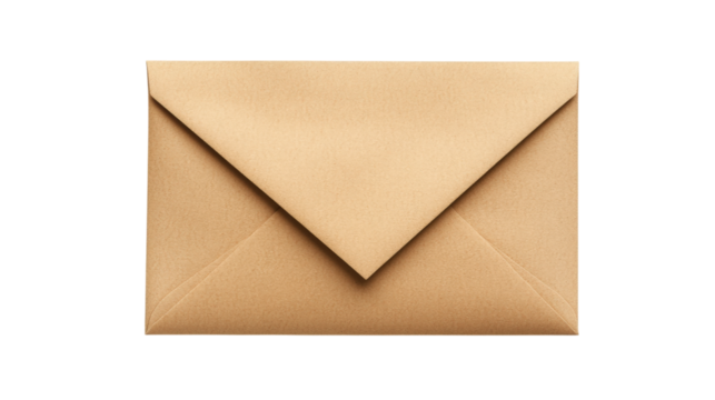 Kraft Paper Envelope for Sending Letters and Invitations on Transparent Background