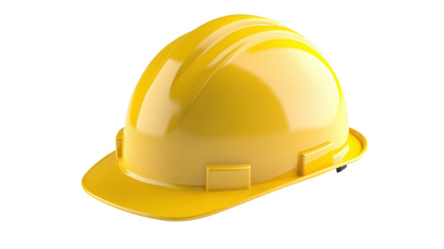 Yellow Hard Hat or Safety Helmet for Construction Workers on Transparent Background - Powered by Adobe