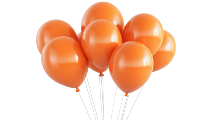 Bunch of Orange Balloons Floating in the Air on a Checkered Background for Decoration
