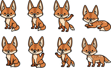 vector illustration of jackal funny cute cartoon mascot character cartoon with 8 poses 02