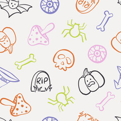 Seamless minimalist line art Halloween pattern. Perfect for textiles, wrapping paper, digital backgrounds, invitations, and seasonal design projects.