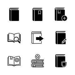 Book and Digital Reading Management Glyph Icons Set