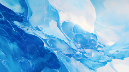 水が流れるような、青と白の大理石（マーブル）模様の背景