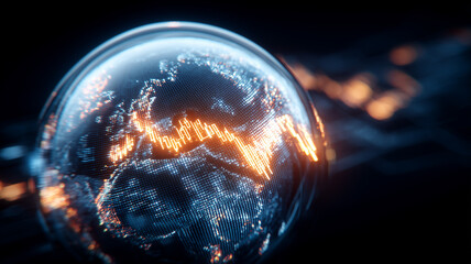 A digital globe with market signals depicts global finance and interconnected trading, symbolizing worldwide economic trends data driven decisions and portfolio strategy.
