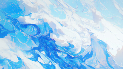 水が流れるような、青と白の大理石（マーブル）模様の背景