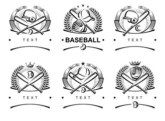 Baseball label and icon set. Collection icons baseball. Vector