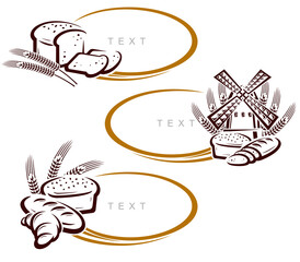Bread labels and icon set. Collection icons bread. Vector