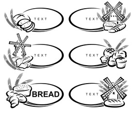 Bread labels and icon set. Collection icons bread. Vector