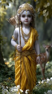 Rama legacy: noble king, devoted son, courageous warrior, dharma embodiment, virtue model, sacred figure, divine husband, epic hero, revered avatar, Ramayana honor, righteous leader.