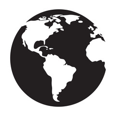 Simple black and white silhouette of the earth
