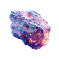 A large rock with a blue and orange swirl