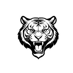 Minimalist Black Tiger Head Logo Vector. Stylized vector illustration of a tiger head in black minimalist design. Perfect for mascot, sports team emblem, tattoo, or branding identity.