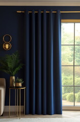 Obraz premium Elegant navy curtains by window