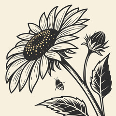 black and white flower