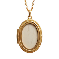 Elegant gold locket necklace on white background, timeless jewelry concept