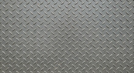 Closeup of a textured metal surface with a diamond pattern, creating a durable and industrial background