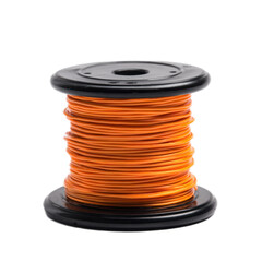 A black and orange wire is on a white background