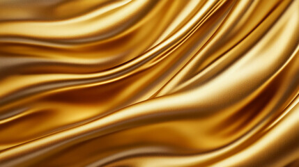 Golden fabric waves create an elegant silk texture Generative AI