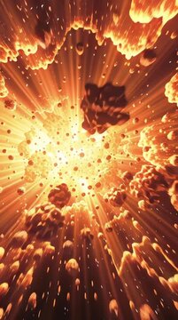Cosmic explosion with asteroids and debris flying through space