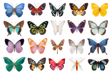Colorful butterflies collection diverse wings insects nature beauty