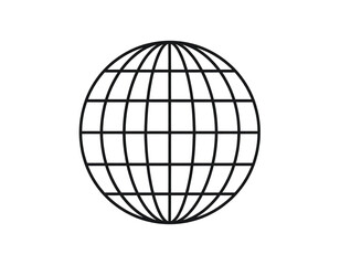 World grid sphere icon. Globe linear symbol