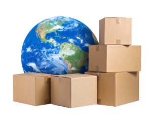 Earth and boxes 