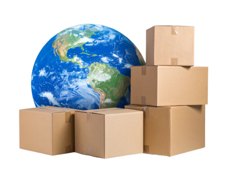 Earth and boxes 