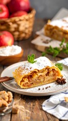 Apple strudel slice on plate (1)