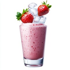 Iced Strawberry Smoothie Refreshing Summer Drink with Fresh Berries , smoothie , strawberry