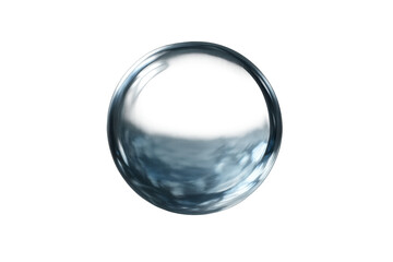 Glass sphere reflecting blue cloudy sky on transparent background