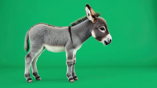Esel Tierbaby auf gr&uuml;nem Chroma Key Hintergrund &ndash; isoliertes Greenscreen Video