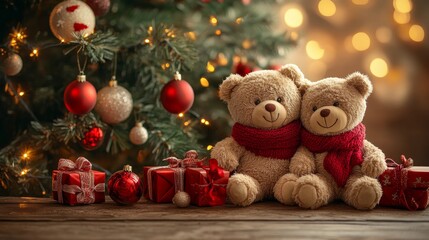Beloved Christmas Bears adorned with Colorful Festive Decorations and Joyful Gifts to Celebrate this Special Season