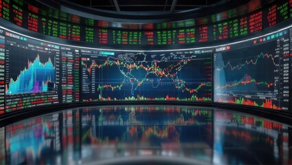 Stock market data visualization with global map