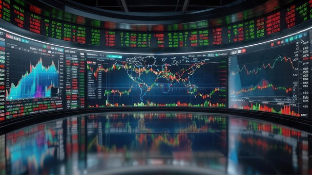 Stock market data visualization with global map - Powered by Adobe