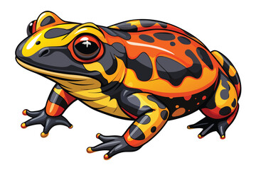 Vibrant and Detailed Illustration of a Poison Dart Frog Showcasing Intricate Color Patterns and Smooth Textures on a White Background