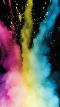 Bunte Farbexplosion mit Pulver in Zeitlupe &ndash; Farbenfroher Staubeffekt