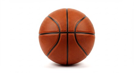 Fototapeta premium Closeup view perfectly lit orange basketball ready for game. AI Generated