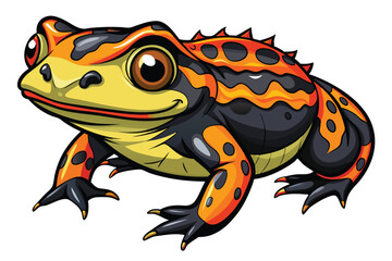 Vibrant Cartoon Fire Salamander Illustration Striking Design with Black, Orange, and Yellow Aesthetically Pleasing and Eye Catching