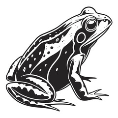 Bold Black and White Illustration of a Frog a Vector Style Design Depicting Nature Wildlife and Amphibian Characteristics