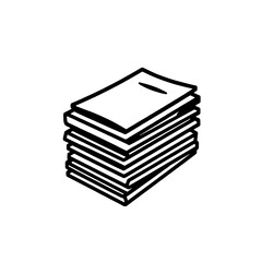 Single Icon: Stack of Papers - Hand-drawn Style, Black Outline on White Background