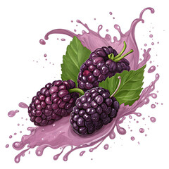 Blackberries with raspberries and strawberries on white background