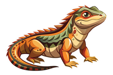 Colorful Cartoon Lizard with Intricate Patterns and Textures, A Playful and Detailed Digital Illustration, Charming Reptilian Character