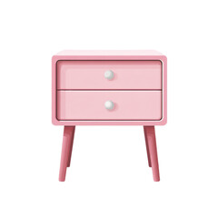 A pink nightstand with two drawers