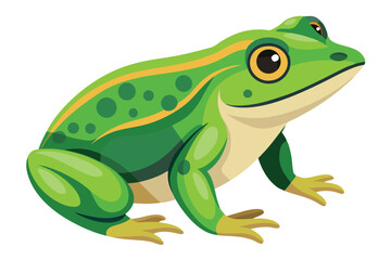 A Vibrant Green Frog Cartoon Illustration with Striking Yellow Accents and a Playful Design on a White Background